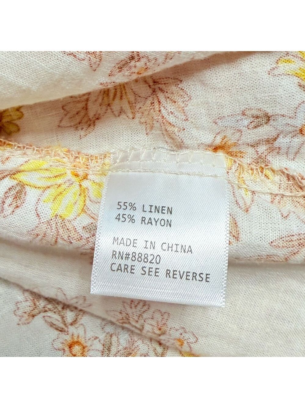 Cynthia Rowley Women’s Orange & Yellow Floral Boho Top. Size L - Picture 7 of 7